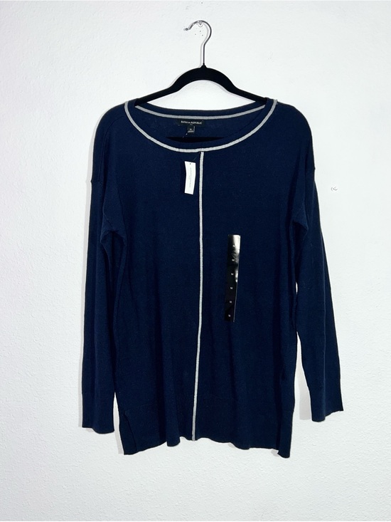 Banana Republic Sweaters - NWT Banana Republic Navy Blue Tunic Sweater Medium Contrast Trim Seam Detail